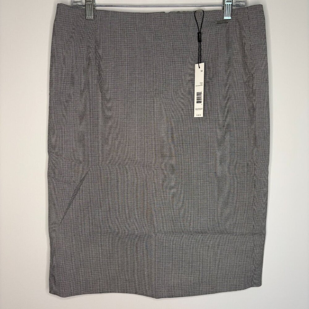 T TAHARI NEW Women 10 Skirt Black White Houndstooth Lined Knee Length